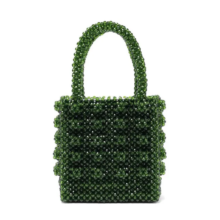 green Сумка с жемчугом, акриловая, с кристаллами, с бусинами, женская сумка, женские вечерние сумки,, летняя, винтажная, роскошная, брендовая, прозрачная, цветная, Прямая поставка - Цвет: green