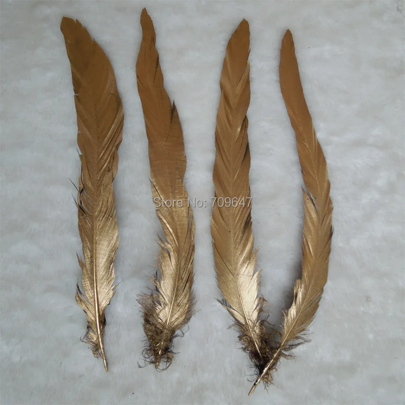 Золотое перо! 50 шт./лот! Натуральные перья окрашенные золотом 22-28 см | Дом и сад
