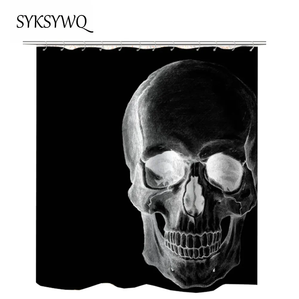 Skull Shower Curtain Purple Flower Mexican Boho Curtains For Bathroom | Дом и сад