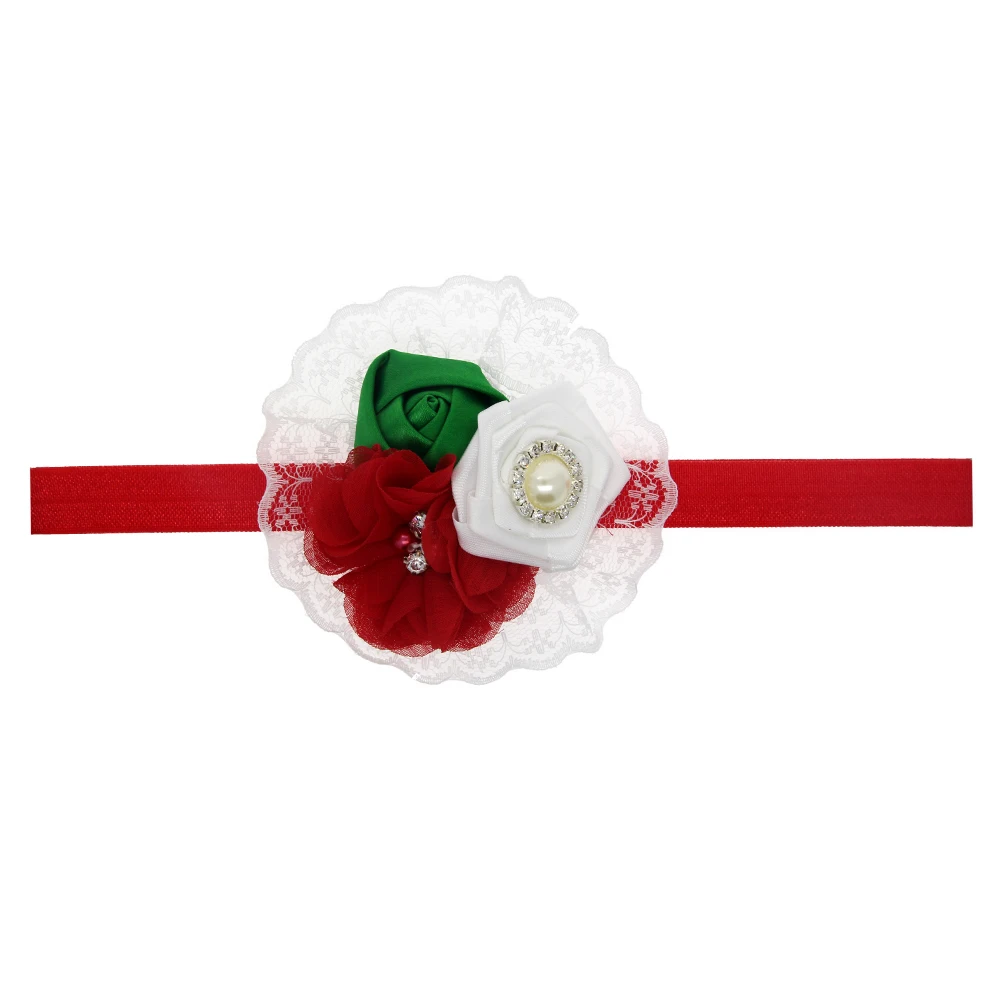 TWDVS Hair Accessories Newborn Rose Pearl Lace Flower Headwear baby rhinestone Bands Infant Children Baby Headband h033 |