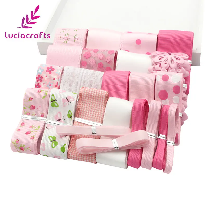 Lucia crafts 23 ярдов 6-40 мм смесь атласная/корсажная/органза лента набор отделка Кружева DIY Свадебная Упаковка бант для волос S0609