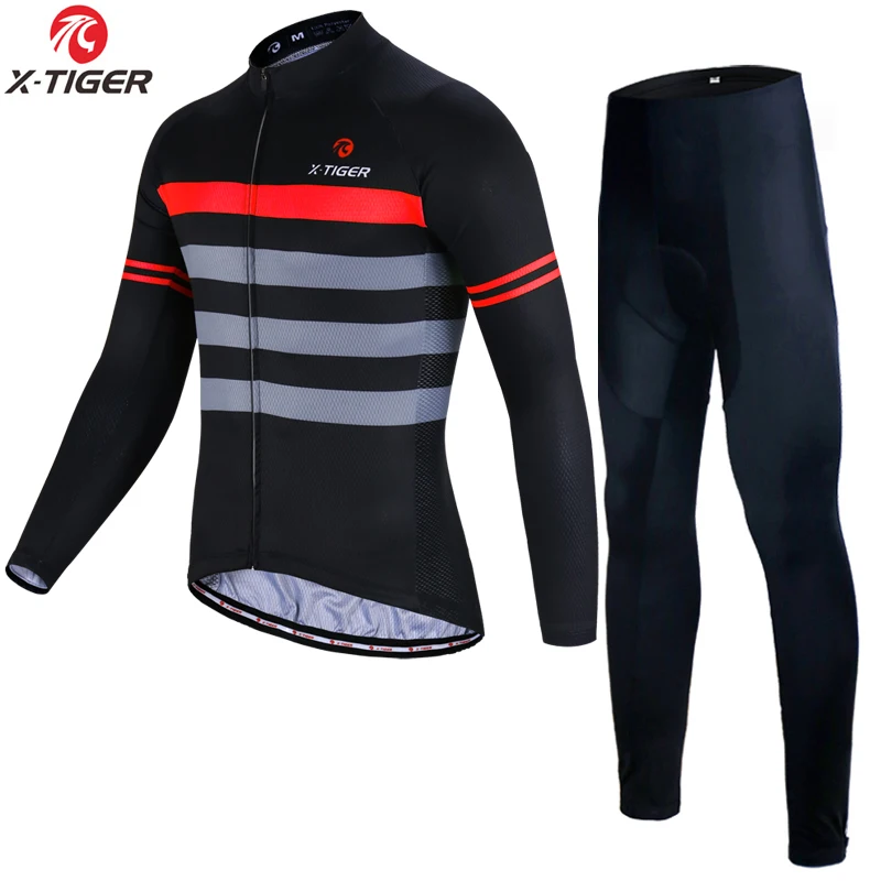 Jerseys and Pant X-Tiger Pro зимний термальный флис Велоспорт Джерси Набор с длинным рукавом горный велосипедная одежда держать теплый велосипед одежда - Цвет: Jerseys and Pant