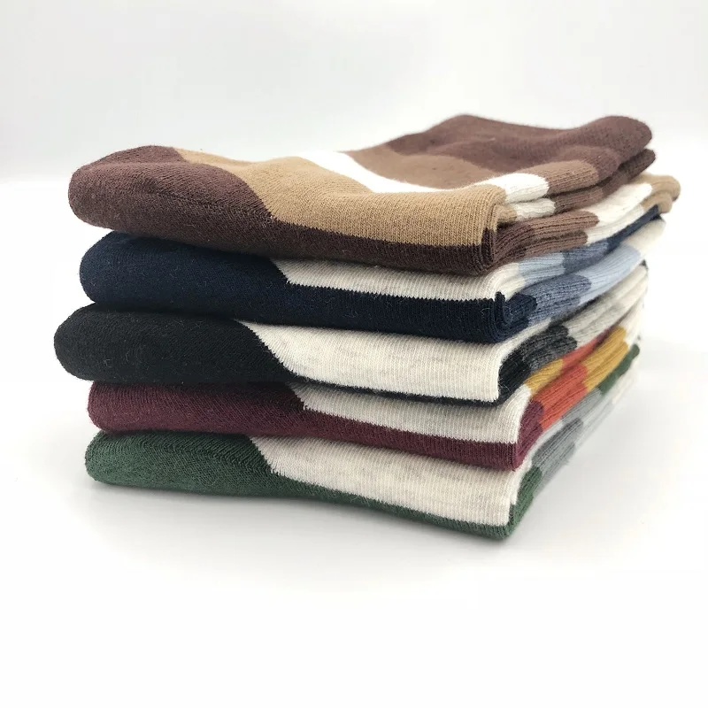 Деловые носки теплые мужские в полоску повседневные хлопковые деловые дышащие