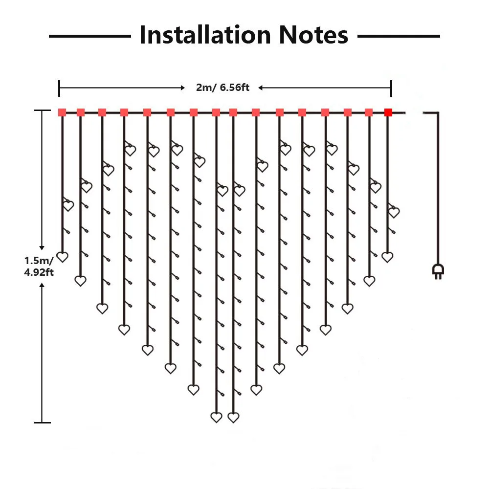 220В занавес в форме сердца светодиодная гирлянда сказочный светильник 128LED 32