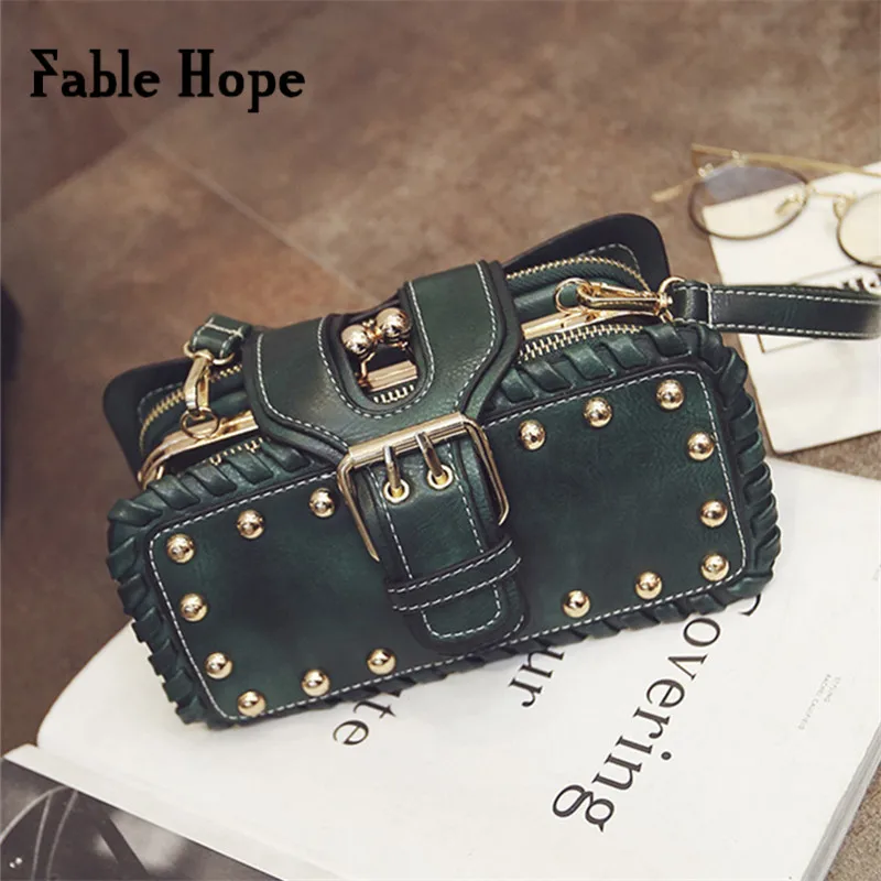 Зеленые Сумки из искусственной кожи женские сумки с заклепками и шипами