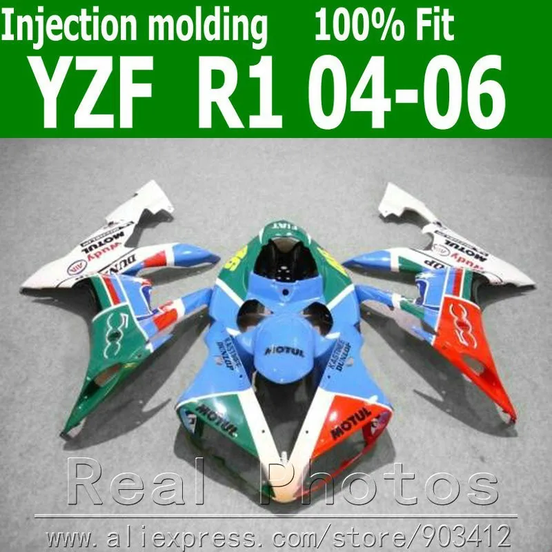 100% литья под давлением настроить обтекатель комплект для YAMAHA 2004 2005 2006 синий белый