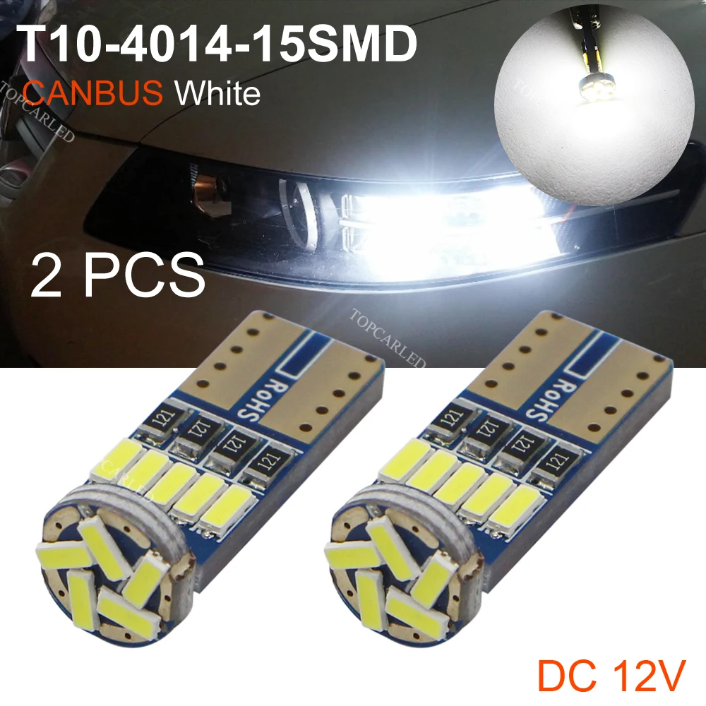 

Светодиодсветодиодный лампа T10 LED W5W Canbus 4014 SMD, 15 светодиодный одов, 12 В, белая, 194, 168, без ошибок, автомобильное освещение, купол, парковочная ла...