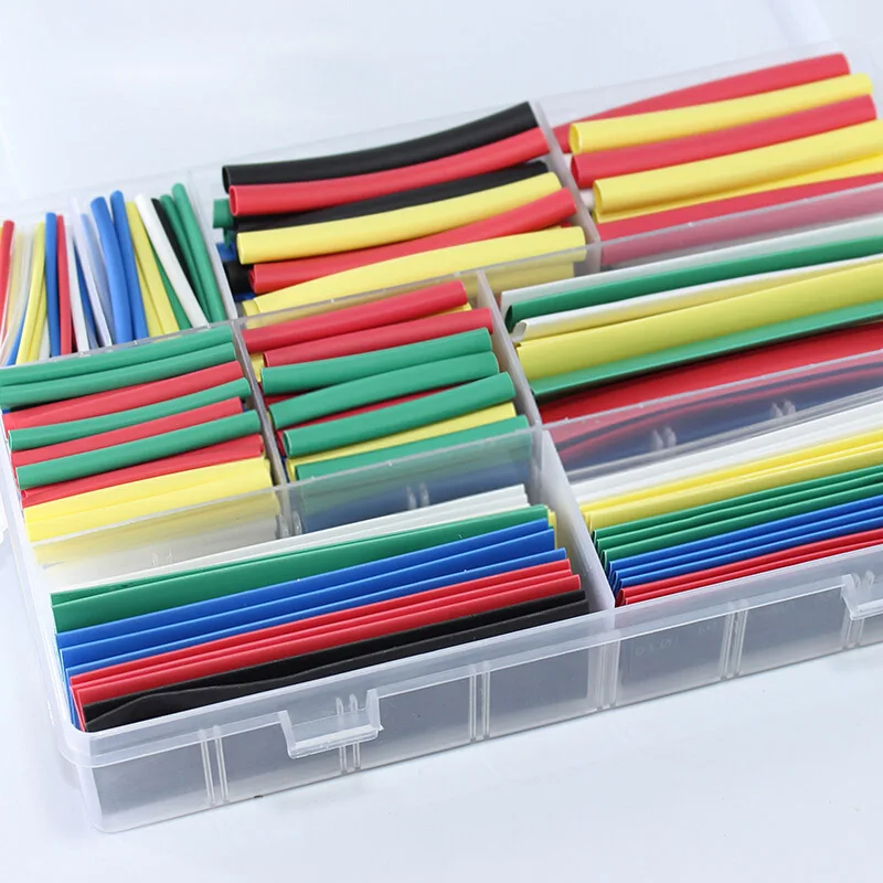 Color 385 pcs Изысканный терм усадочная Трубка Набор коробка терм усадочная ing кабель Полиолефиновая термоусадочная трубка провод термоусадочные трубки комплект - Цвет: Color 385 pcs