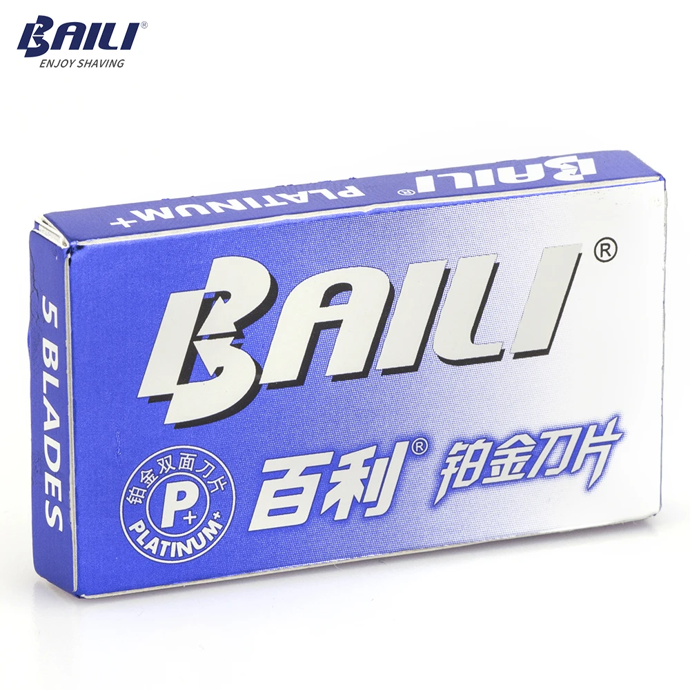 BAILI, 100 шт./лот, ультра-тонкие, очень острые, прочные, из нержавеющей платины, Парикмахерская, с двойными краями, бритва, Лезвия для мужчин, для бритья, BP007