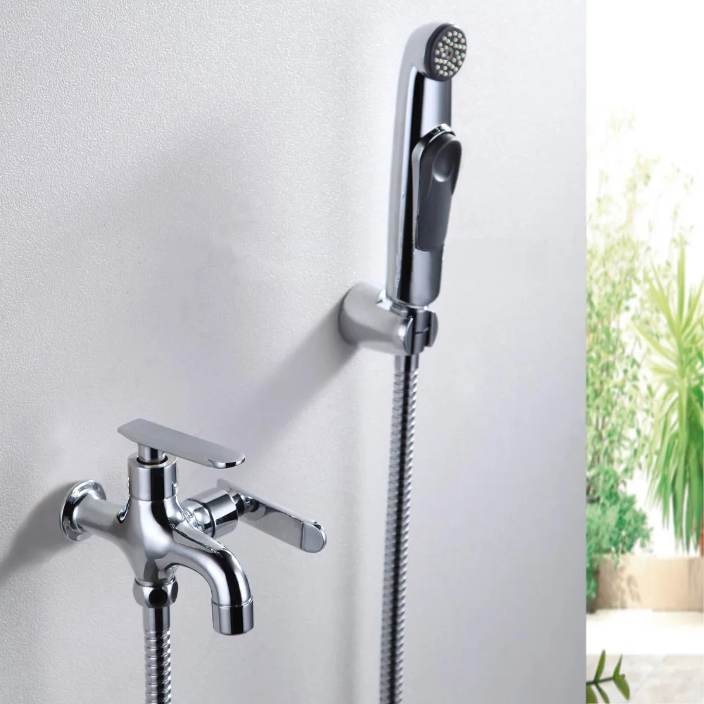 Туалет смеситель для биде хромированный настенный ручной портативный шланг