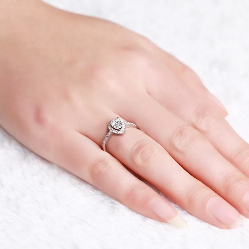 ZOCAI FINE Винтаж sideston 0,6 CT натуральный H/SI Груша огранка плавающий HALO алмаз кольцо 18 к белое золото W03261