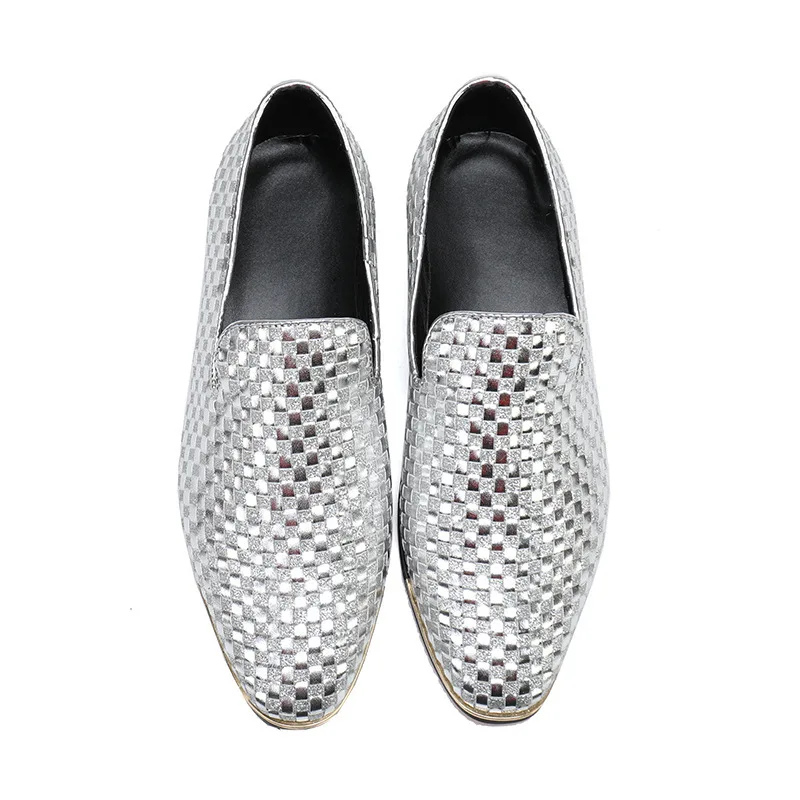 Туфли мужские классические кожаные плетеные вручную в клетку роскошные