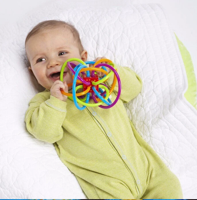 0+ Baby Teether Pacifier Toy Colorful Ball Rattle Early Educational High Quality Hand Development | Игрушки и хобби