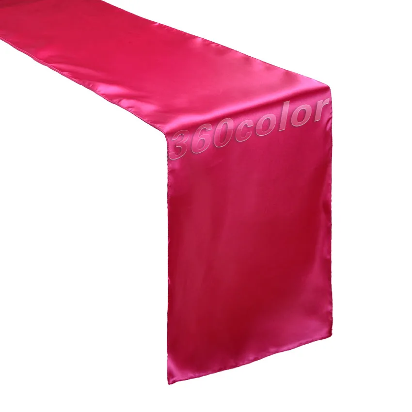 Fuchsia pink 15 шт. атласная Runner Таблица 30 см x 275 см Свадьба для проведения банкетов дома украшение стола питания покрытие стола скатерть 12x108 дюймов - Цвет: Fuchsia pink