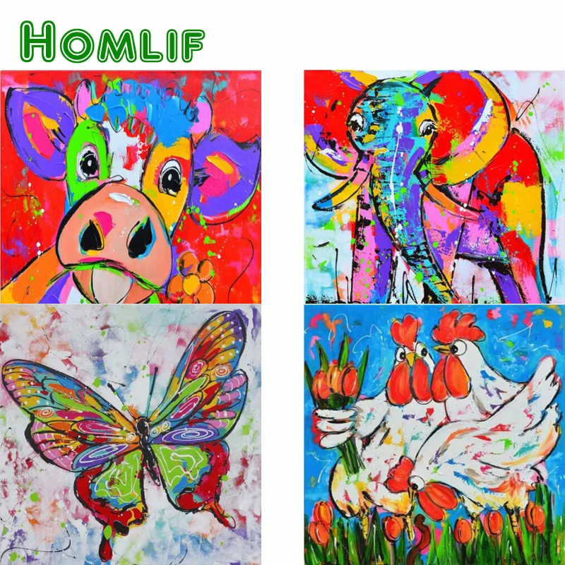 HOMLIF 5D DIY Алмаз Вышивка Красочные Корова алмазов картина вышивки крестом полный
