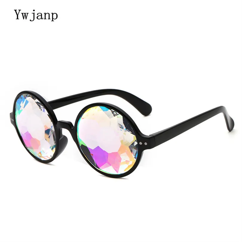

Ywjanp Round Kaleidoscope Glasses Rave Festival Men Women Brand Designer Holographic Kaleidoscope Female Male Sunglasses