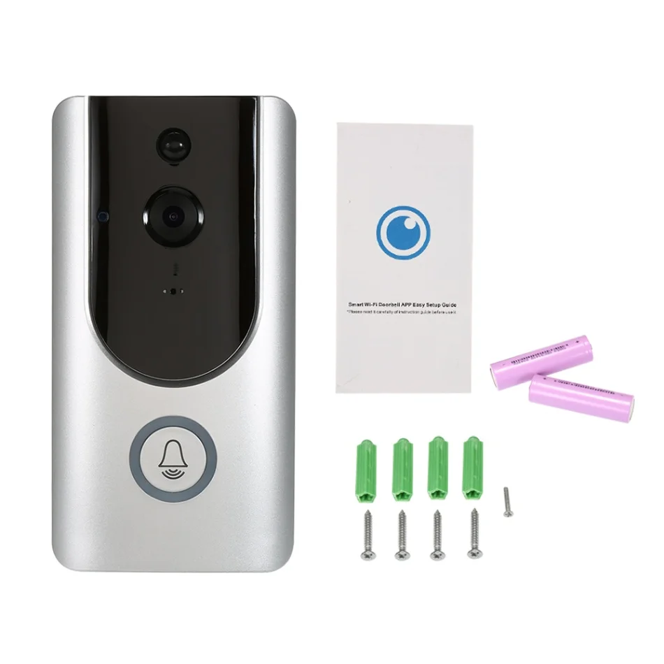 With Batteries WiFi умный беспроводной дверной звонок безопасности HD 1080 P визуальная запись системы селекторной связи видео телефон двери удаленный домашний мониторинг ночного видения - Цвет: With Batteries