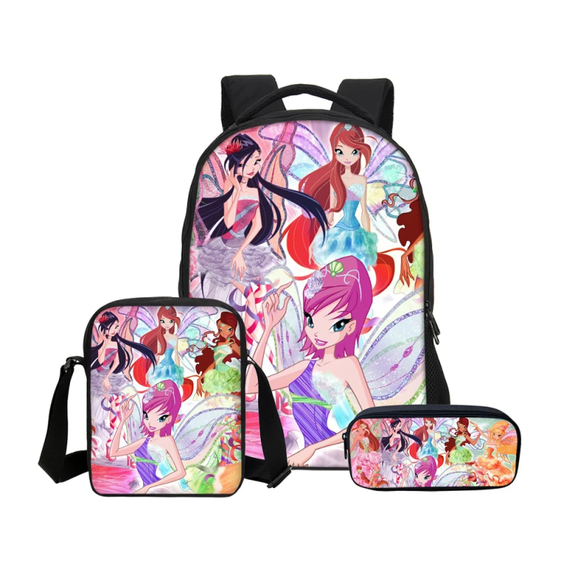 VEEVANV аниме мультфильм jiefix Winx Club рюкзак пенал комплекты из 3 предметов школьный для