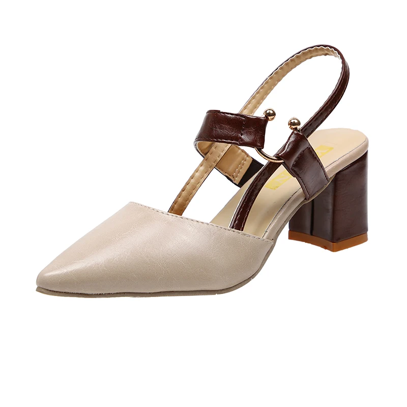 Босоножки на толстом женские 2018 новых диких с острым носком ботинки в стиле