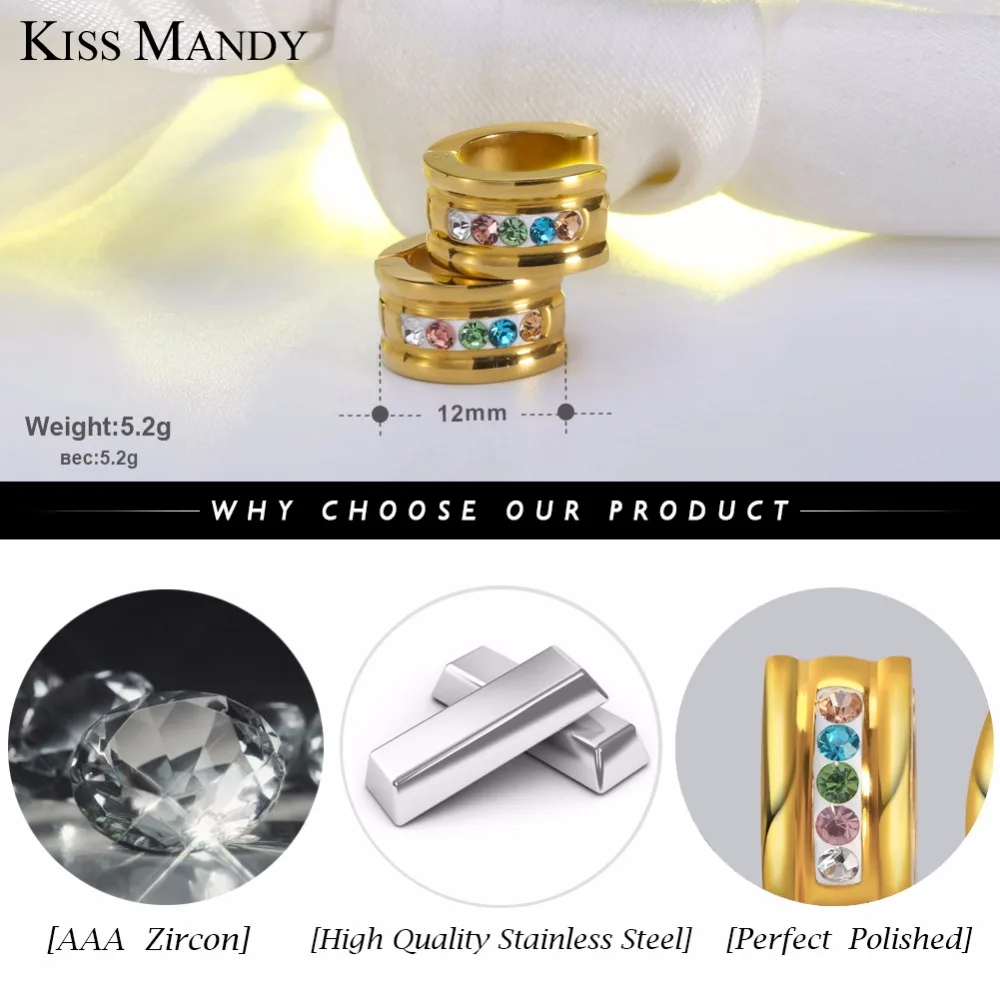 KISS Mandy/Новое поступление из нержавеющей стали, 3 слоя, Золотая цветная серьга, цветные женские круглые серьги со стразами, красивые украшения FE70