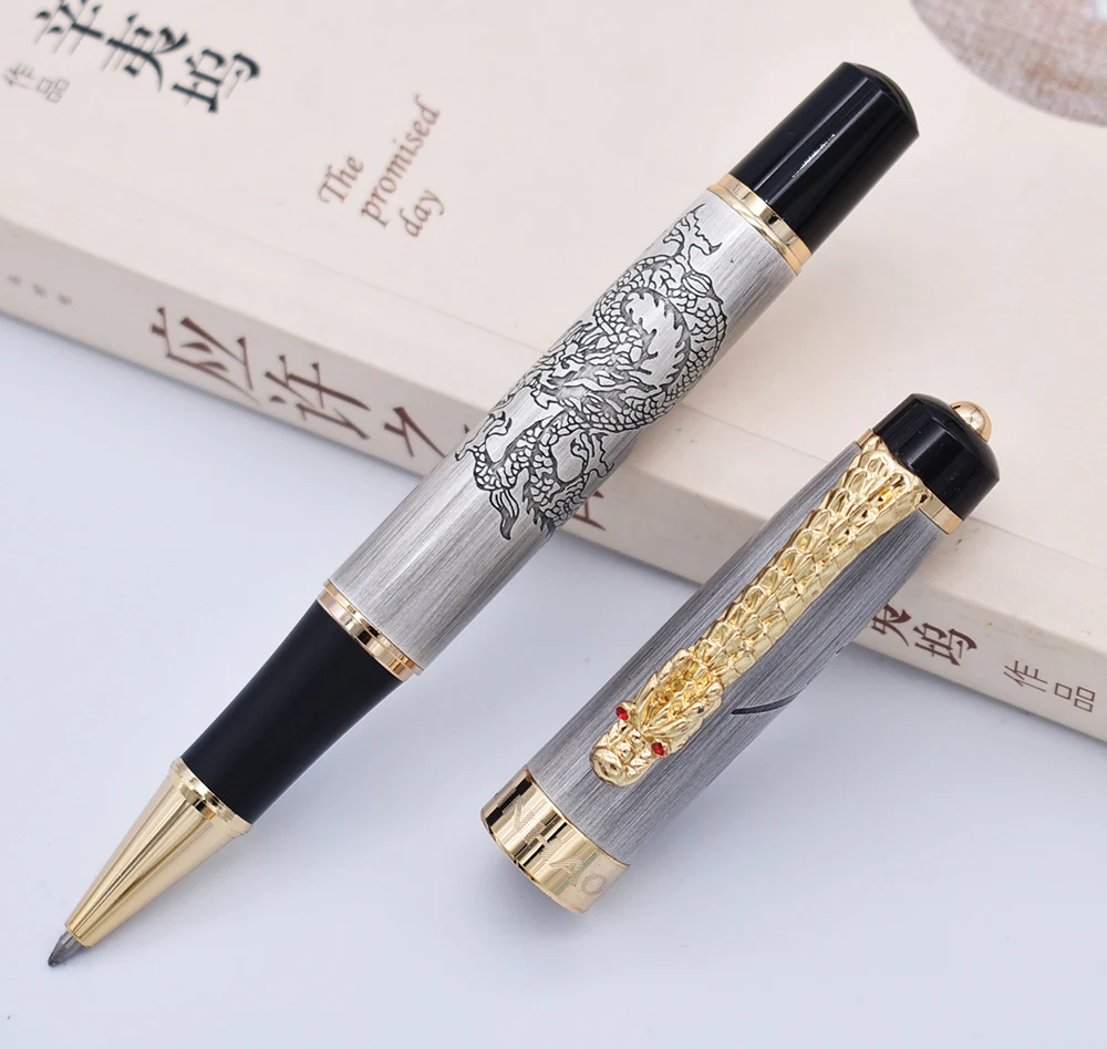Винтажная Шариковая ручка Jinhao с чернилами наполнитель дракона серое письмо
