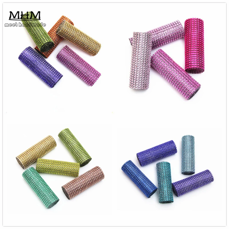 

20 Color Plastic Trimming ( Without ) Sew on Mesh Trim 24 Rows 4mm Silver Base 1 Yards/roll Rhinestone