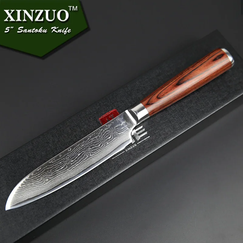 XINZUO 5 &quotдюймов Santoku Ножи японский VG10 Дамаск Сталь шеф повара высокое качество