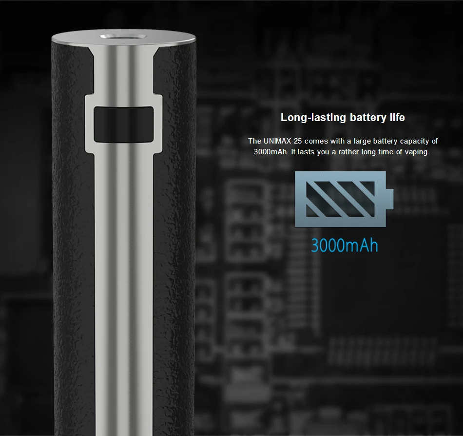 Joyetech Unimax 22 Unimax 25 аккумулятор встроенный 2200/3000 мАч аккумулятор для электронной сигареты 510 резьба