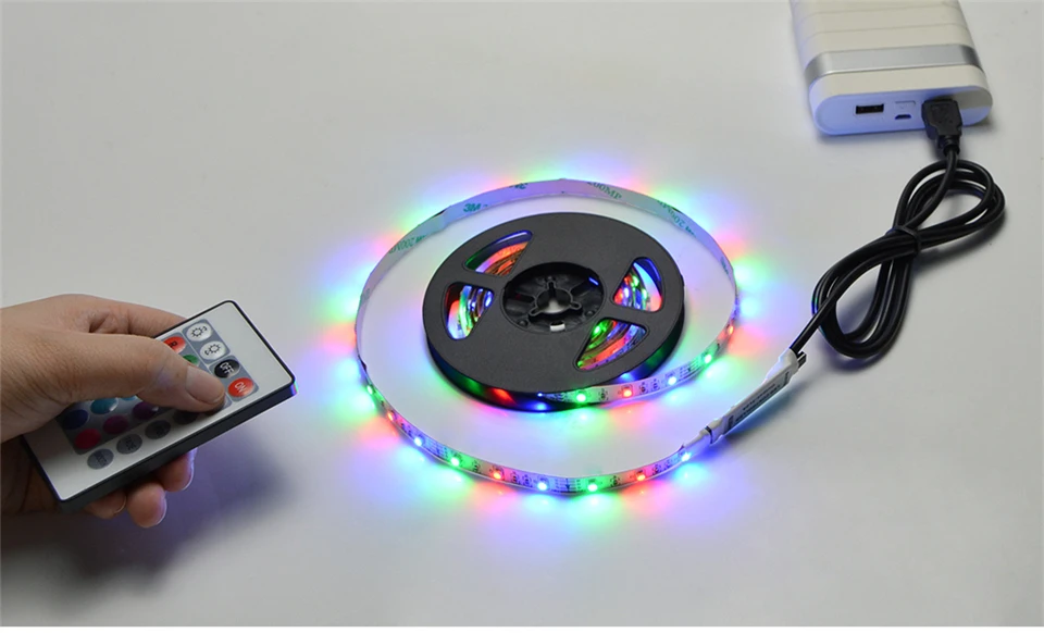 3528 RGB 5v usb меняющая цвет полоса 50 см 1 м 2 м 3 м 4 м 5 м Рождественское украшение для ТВ ПК фоновое освещение с пультом дистанционного управления