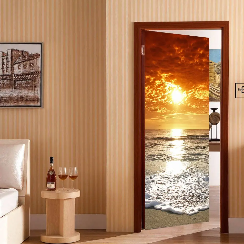 3D креативный стикер для двери, домашний декор, самоклеющиеся обои на дверь, водостойкая Фреска для стен, комнаты, украшения для дома, двери