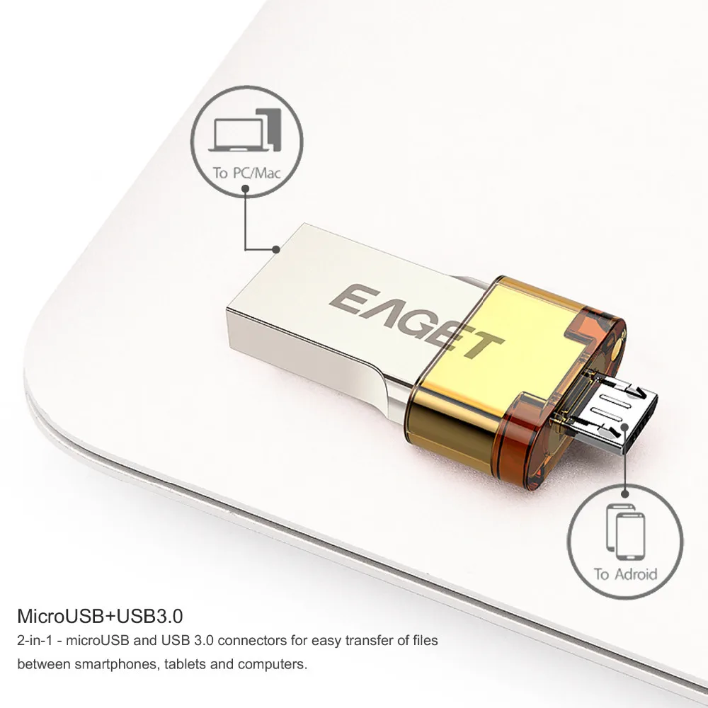 EAGET V80 Официальный 16 Г 32 64 Смартфон USB 3.0 Flash Drive флэш-Накопитель Micro Stick Двойной