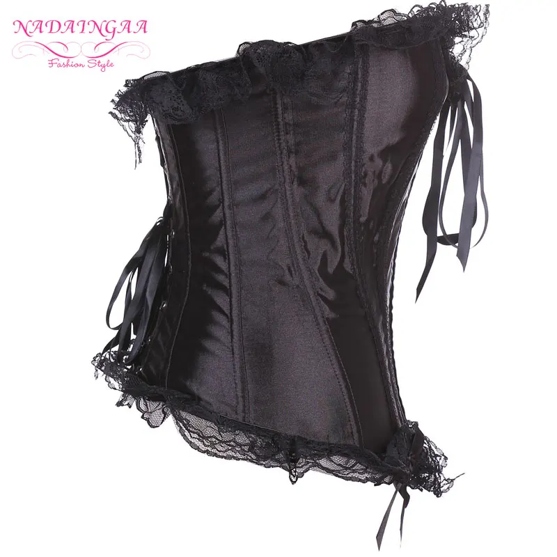 Women Sexy Satin Overbust Corset Lace up Busiter Shapewear Outfit Waist Trainer Slimming Cincher Corselet Plus Size S-6XL | Женская