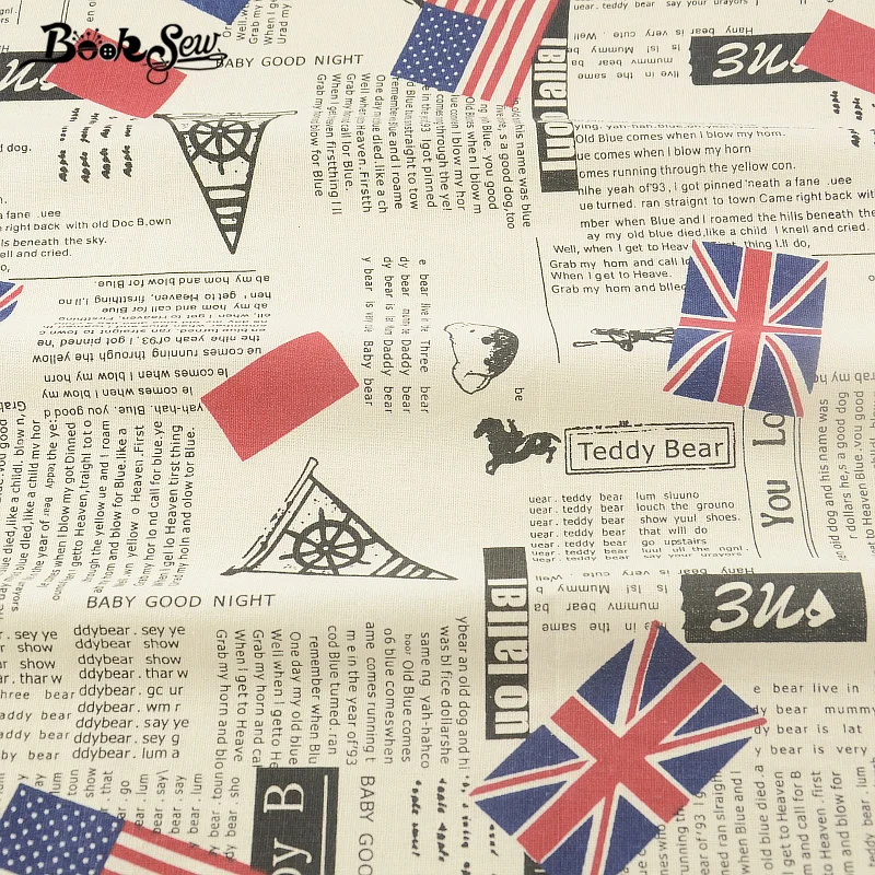 Booksew хлопок белье Ткань печатных газеты. Стиль Текстиль для дома Вышивание