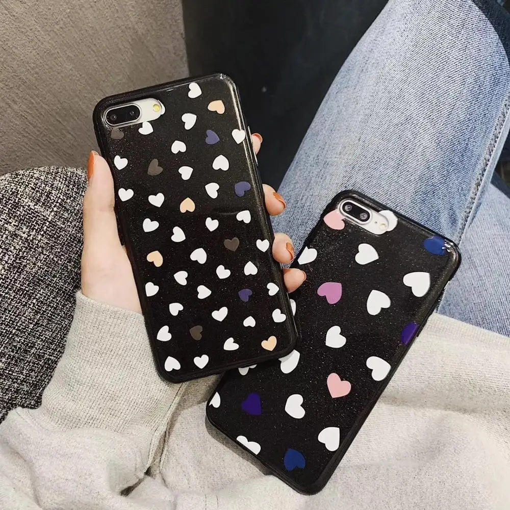 Милая задняя крышка с принтом сердца для iPhone X XR XS MAX 8 7 6 S Plus Мягкий чехол телефона