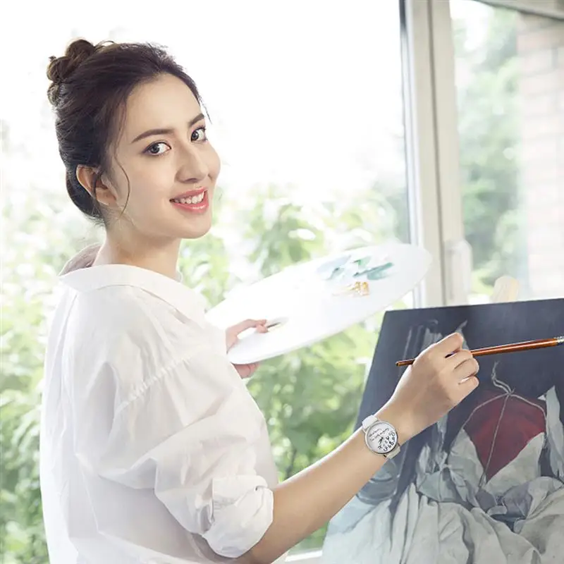 Модные женские кожаные кварцевые часы с круглым циферблатом наручные