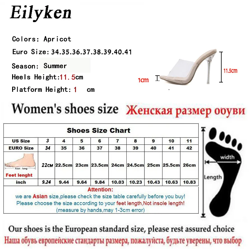 Eilyken 2022 PVC Jelly Slippers Open Toe High Heels Women Transparent Perspex Shoes Heel Clear Sandals Size 35-42 | Обувь