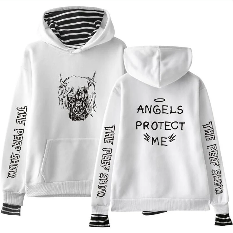 

rip LIL PEEP Crybaby Men/Women Hoodies Sweatshirt Striped Pachwork False Two-Piece Fleece Hooded Jacket Lil Bo Peep Sweatershirt