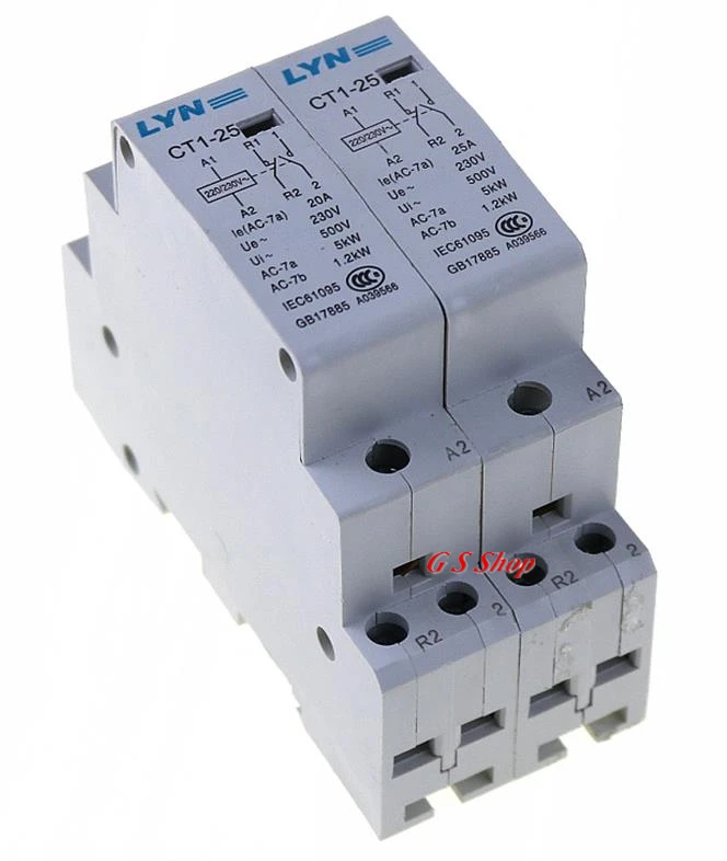 Контактор переменного тока CT 2P 20A/ 25A NO / NC AC220V для дома 50 ~ 60 Гц часто открываются