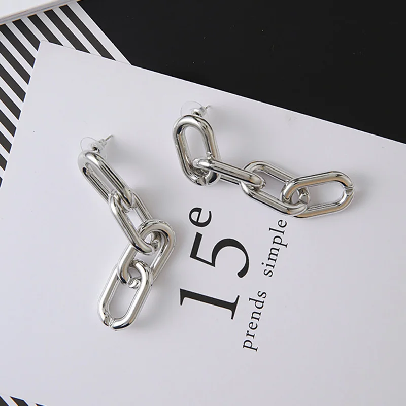 Женские массивные серьги с толстой цепочкой уникальные вечерние в стиле панк