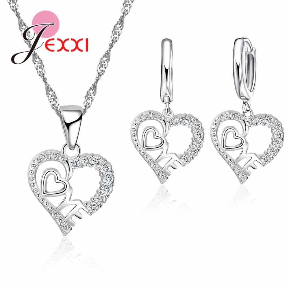 Новые летние Bijoux прозрачные камни кристалл в форме сердца фианит Серьги Ожерелье