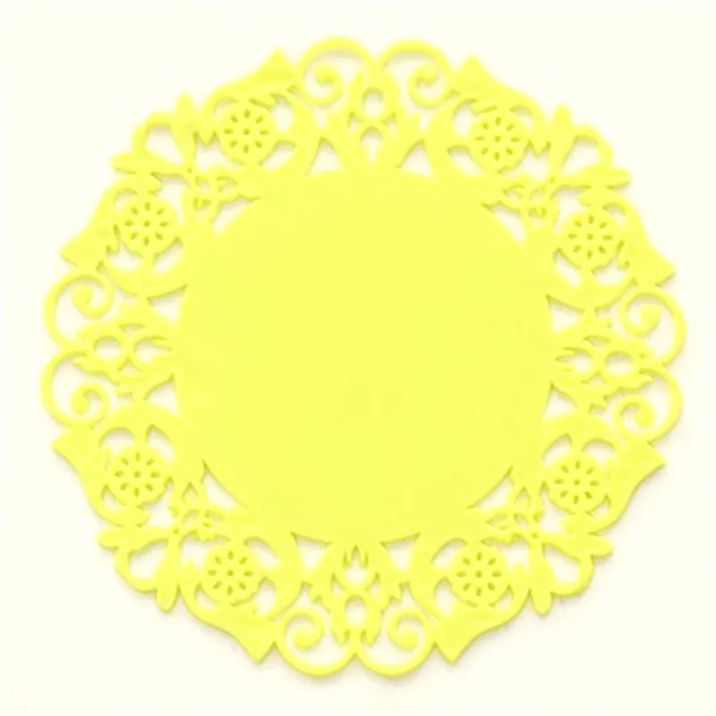 yellow 2 шт./лот кружева цветок полые салфетки силиконовые подставки коврики для чашек на журнальный столик коврик кухонная салфетка-подставка аксессуары инструменты для приготовления пищи - Цвет: yellow