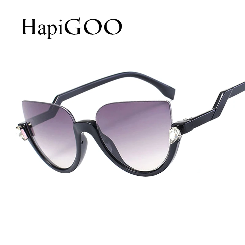 HapiGOO 2019 новые модные очки половинки без оправы кошачий глаз женские зеркальные