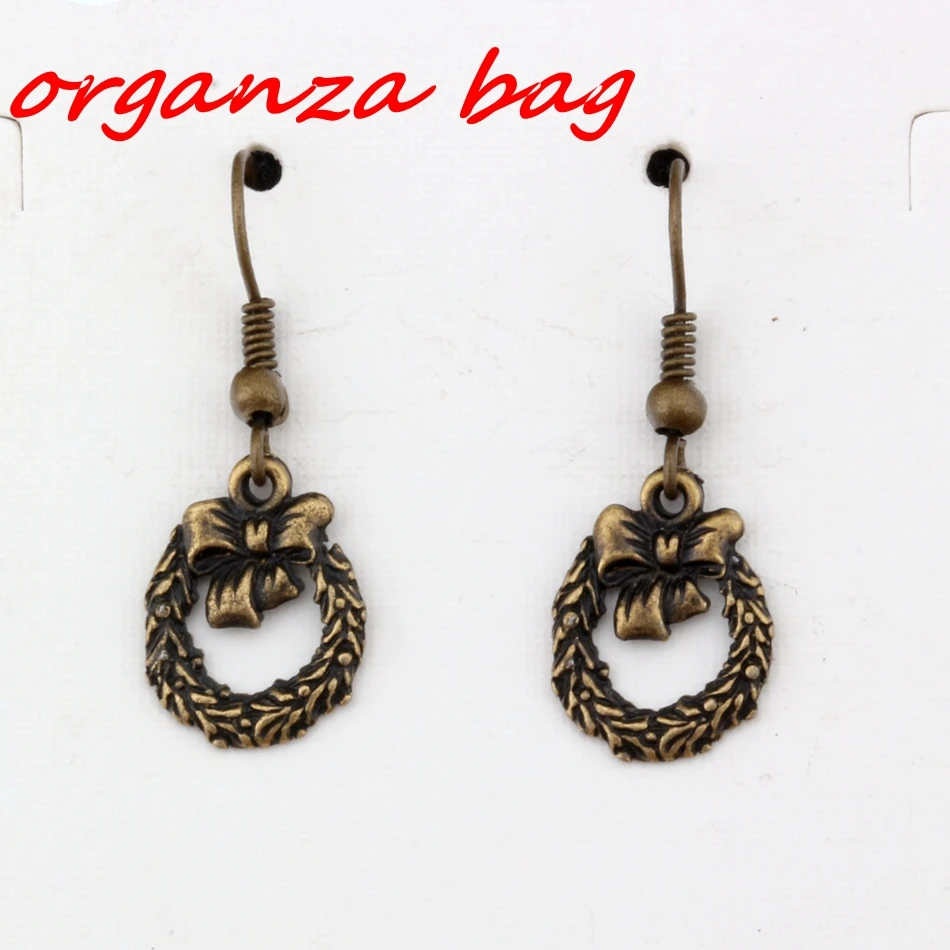 Рождественский венок серьги с подвеской в виде рыбы 2 пар/лот старинная бронзовая