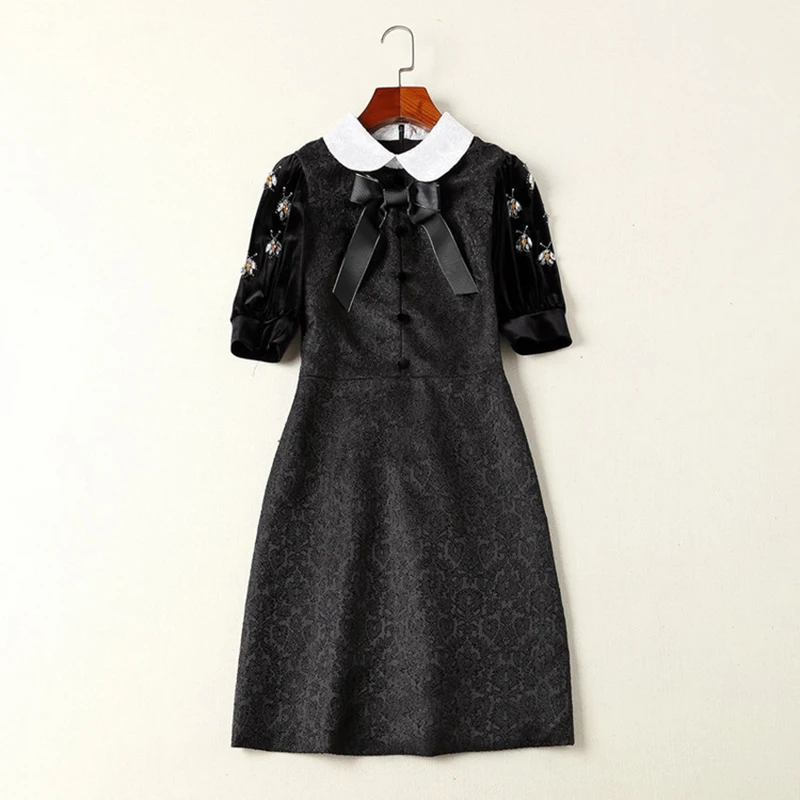 2019 весеннее милое платье с бисером для женщин высокое качество короткое пышными