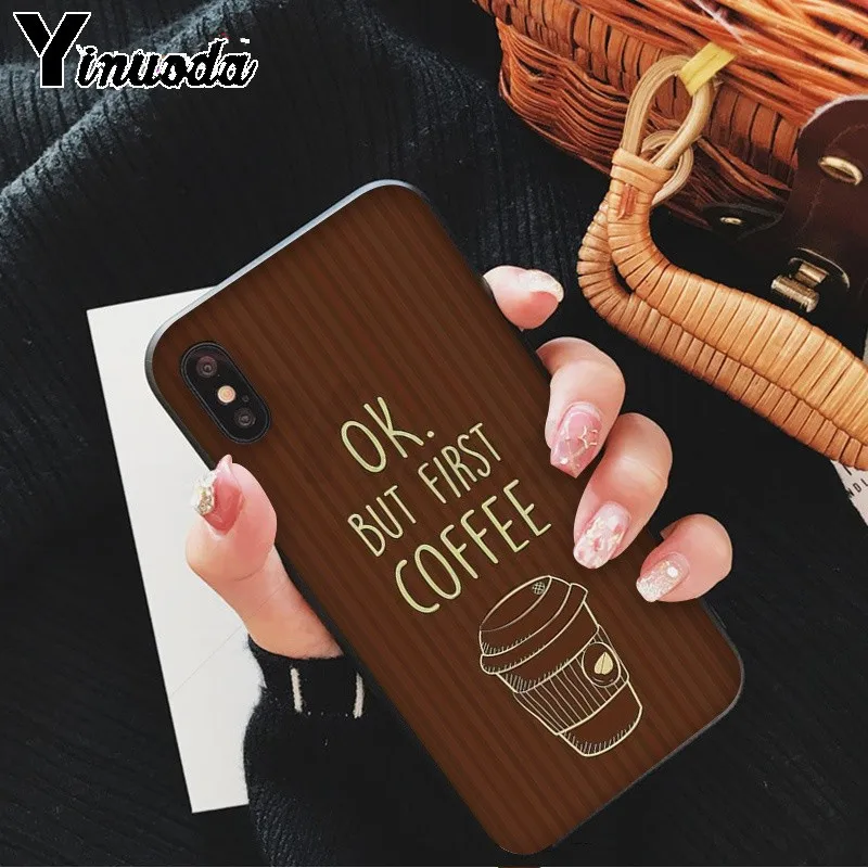 Yinuoda ОК но сначала кофе Книга Мягкий Силиконовый ТПУ чехол для телефона iPhone 8 7 6 6S