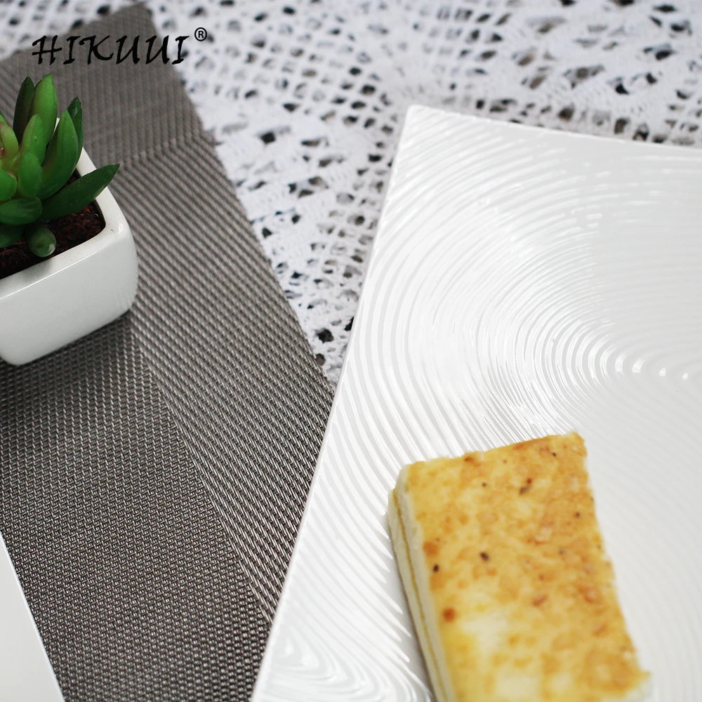 Простая тарелка белый фарфор прямоугольное блюдо Западная еда семейная столовая