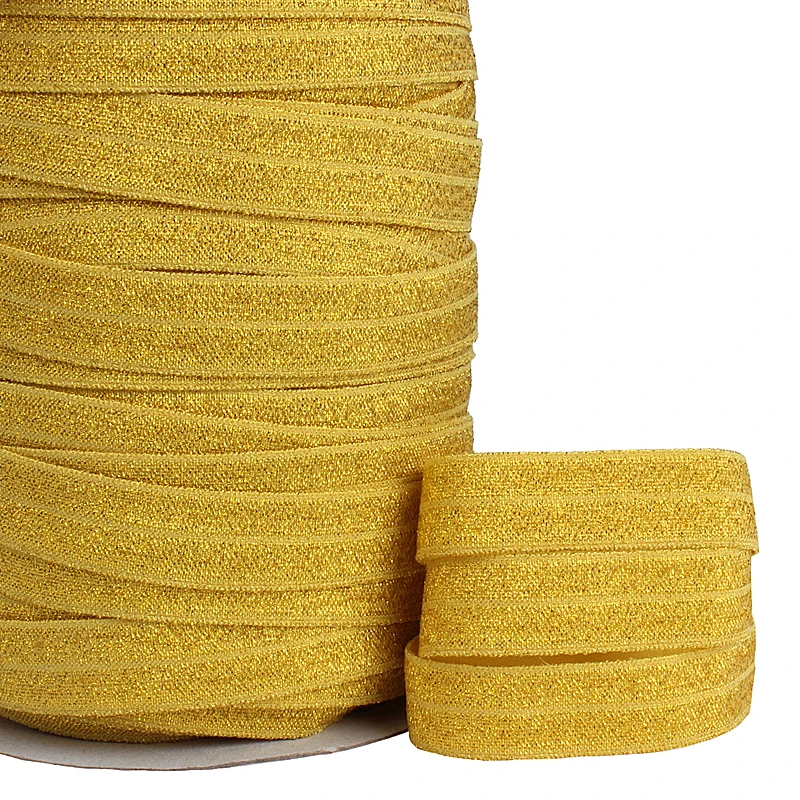 

Dark gold glitter thread fold over elastic for headband