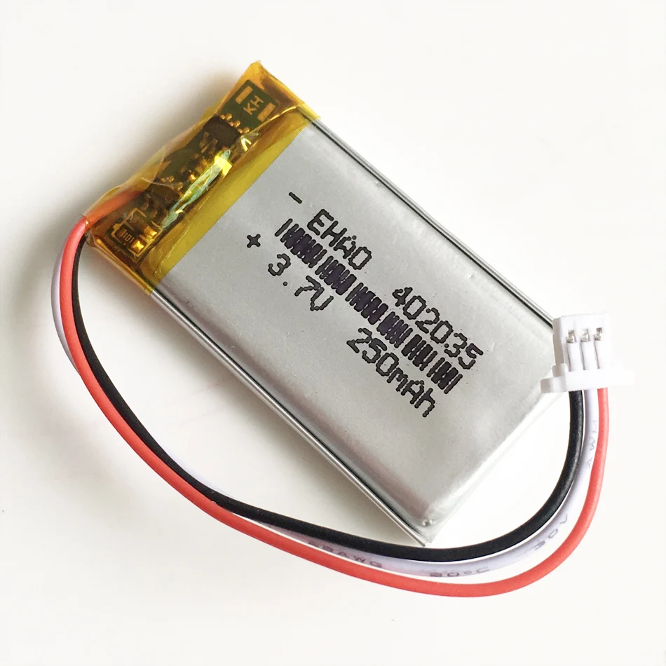 3,7 в 250 мАч 402035 литий-полимерная LiPo аккумуляторная батарея с JST 1,0 мм 3pin для ручных gps Mp3 gps bluetooth Смарт-часов