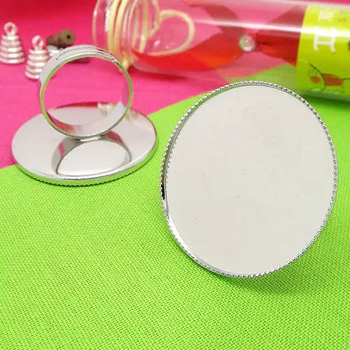 10 шт. оптовая продажа родиевое серебряное регулируемое кольцо заготовка с