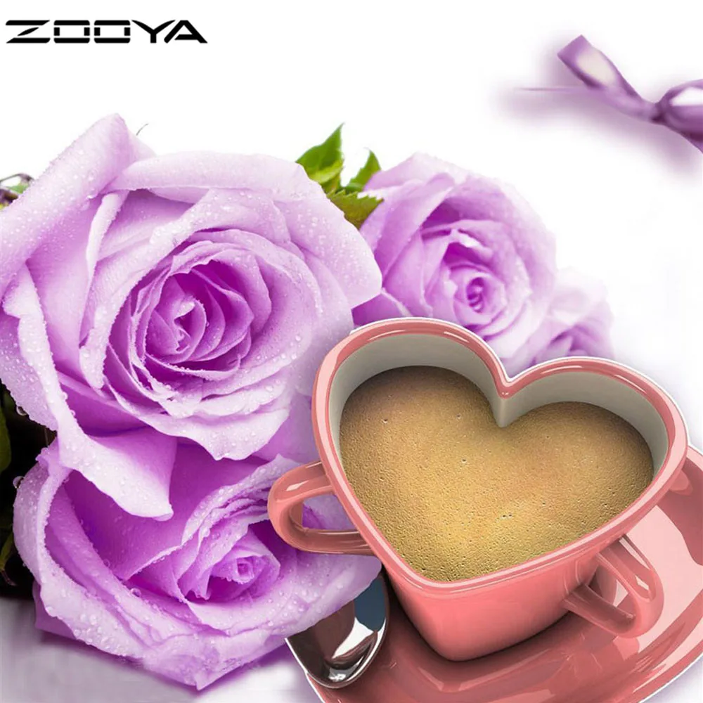 ZOOYA 5D DIY Алмазная вышивка крестиком Кристалл рукоделие фиолетовые розы в форме